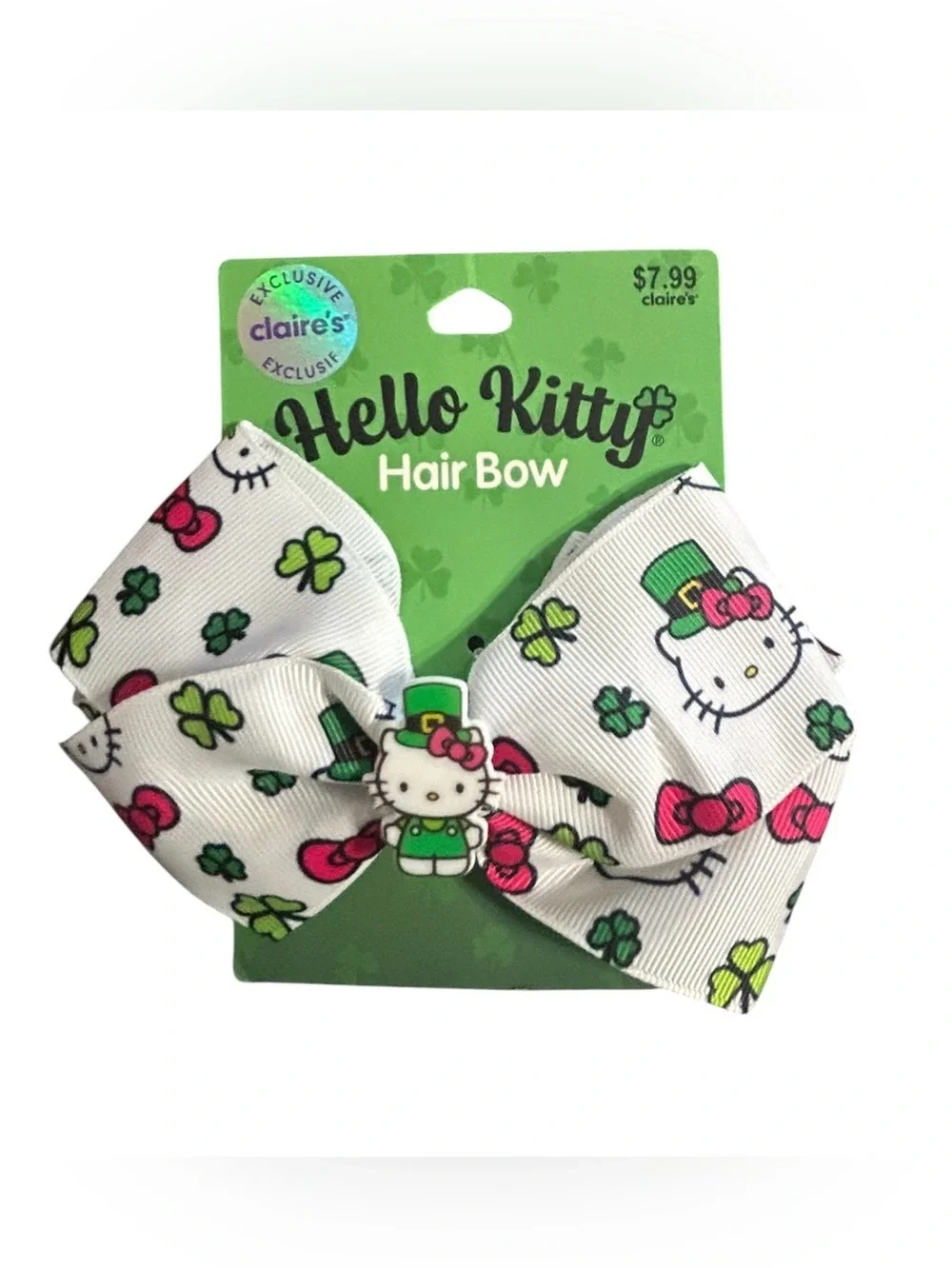 Sanrio Hello Kitty Beanie Knit Hat Cap Christmas Girls One Size/Hair Clip Bow